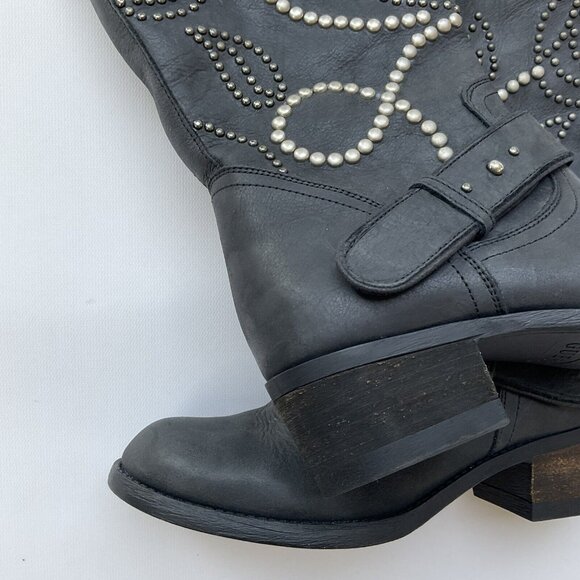 Guess Women’s Esperanza Western Studded Leather Boots In Black Size 5.5 - Picture 10 of 14